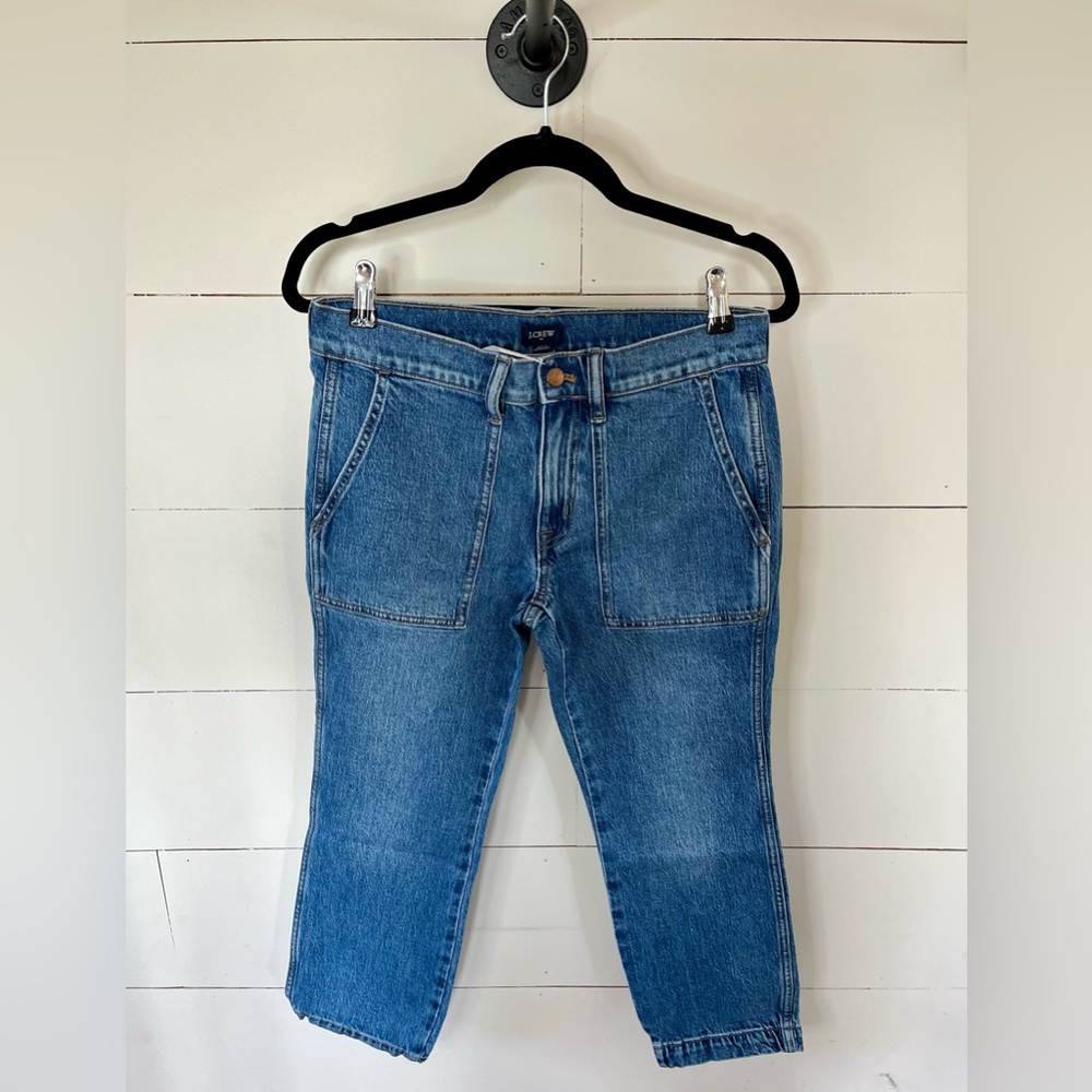 J. Crew NWT Cropped 90s style Blue Jeans 27P Denim Capris Straight Fit Petite